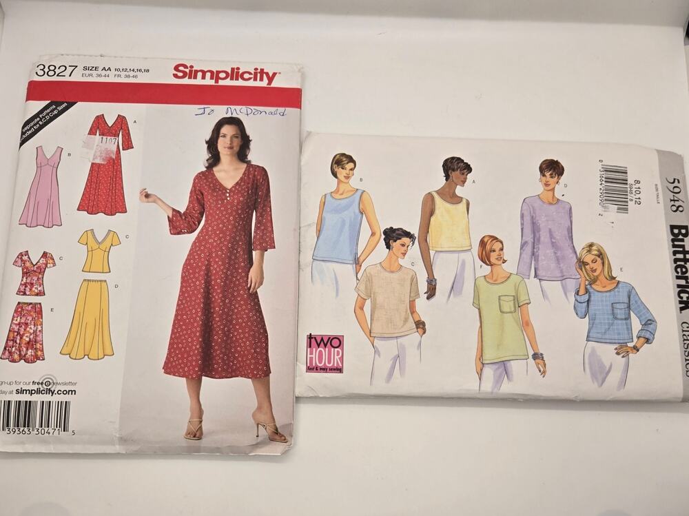 VTG Sewing Patterns Y2K Lot of 2 Butterick 5948 Cut Simplicity 3827 Cut